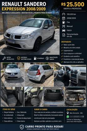RENAULT SANDERO 1.0 EXPRESSION 16V FLEX 4P MANUAL RENAULT SANDERO 1.0 EXPRESSION 16V FLEX 4P MANUAL
